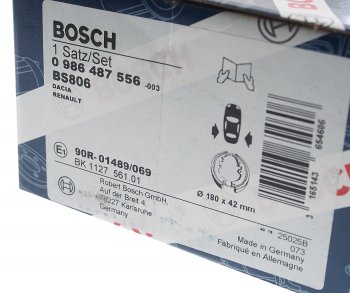 1 859 р. Колодки тормозные задние барабанные (4шт.) BOSCH Renault Logan 1 рестайлинг (2010-2016)  с доставкой в г. Чебоксары. Увеличить фотографию 4