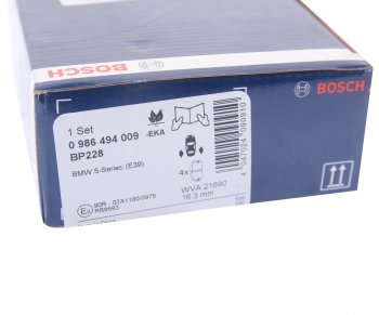 2 499 р. Колодки тормозные задние (4шт.) BOSCH BMW 3 серия E36 седан (1990-2000)  с доставкой в г. Чебоксары. Увеличить фотографию 4