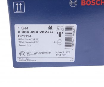 3 299 р. Колодки тормозные передние (4шт.) BOSCH BMW 7 серия E38 дорестайлинг, седан (1994-1998)  с доставкой в г. Чебоксары. Увеличить фотографию 4