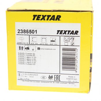 3 099 р. Колодки тормозные передние (4шт.) TEXTAR Subaru Impreza GD седан дорестайлинг (2000-2002)  с доставкой в г. Чебоксары. Увеличить фотографию 3