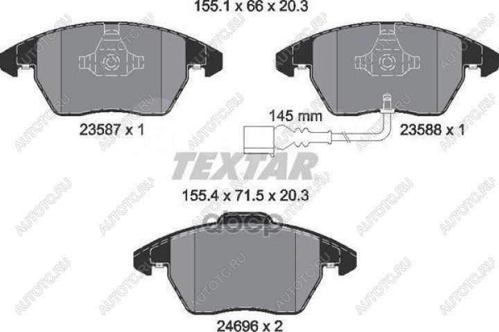 4 599 р. Колодки тормозные передние (4шт.) TEXTAR Audi A1 GB хэтчбэк 5 дв. дорестайлинг (2018-2025)  с доставкой в г. Чебоксары