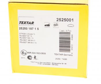 4 699 р. Колодки тормозные передние (4шт.) TEXTAR Peugeot 308 T9 хэтчбек 5 дв. дорестайлинг (2013-2018)  с доставкой в г. Чебоксары. Увеличить фотографию 3