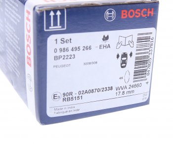 2 999 р. Колодки тормозные передние (4шт.) BOSCH Peugeot 308 T7 универсал дорестайлинг (2007-2011)  с доставкой в г. Чебоксары. Увеличить фотографию 4