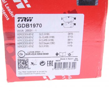 7 349 р. Колодки тормозные передние (4шт.) TRW Mercedes-Benz ML class W166 (2011-2015)  с доставкой в г. Чебоксары. Увеличить фотографию 4