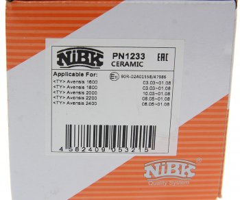 2 869 р. Колодки тормозные передние (4шт.) NIBK Toyota Avensis T270 универсал 2-ой рестайлинг (2015-2018)  с доставкой в г. Чебоксары. Увеличить фотографию 4