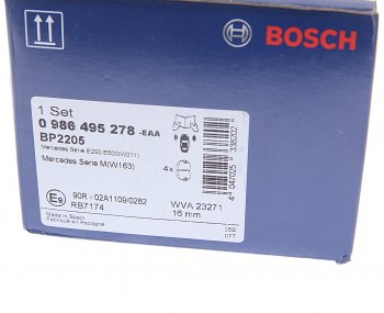 4 499 р. Колодки тормозные передние (4шт.) BOSCH Mercedes-Benz E-Class W211 дорестайлинг седан (2002-2006)  с доставкой в г. Чебоксары. Увеличить фотографию 4