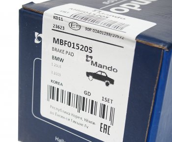 1 599 р. Колодки тормозные задние (4шт.) MANDO BMW 3 серия E90 седан дорестайлинг (2004-2008)  с доставкой в г. Чебоксары. Увеличить фотографию 2