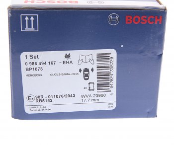 3 699 р. Колодки тормозные передние (4шт.) BOSCH Mercedes-Benz E-Class W211 дорестайлинг седан (2002-2006)  с доставкой в г. Чебоксары. Увеличить фотографию 4
