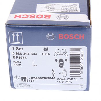 2 599 р. Колодки тормозные передние (4шт.) BOSCH Mazda 3/Axela BM дорестайлинг седан (2013-2016)  с доставкой в г. Чебоксары. Увеличить фотографию 4