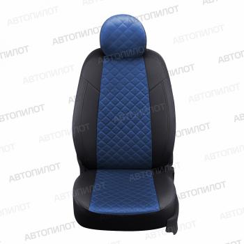 14 449 р. Чехлы на сиденья Алькантара ромб (раздел. 40/60 экокожа) Автопилот Jetta VS5 дорестайлинг (2019-2024) (черный/синий)  с доставкой в г. Чебоксары. Увеличить фотографию 2