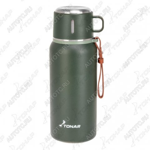 1 839 р. Термос ТОНАР 900ML хаки (пробка-ситечко, крышка-кружка, ремешок)  t-kd-7030-0.9  с доставкой в г. Чебоксары