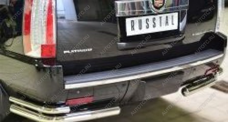 18 449 р. Защита заднего бампера уголки d57 (секции) d42 (секции) Slitkoff Cadillac Escalade GMT926 джип 5 дв. короткая база (2006-2014) (нержавейка полированная)  с доставкой в г. Чебоксары
