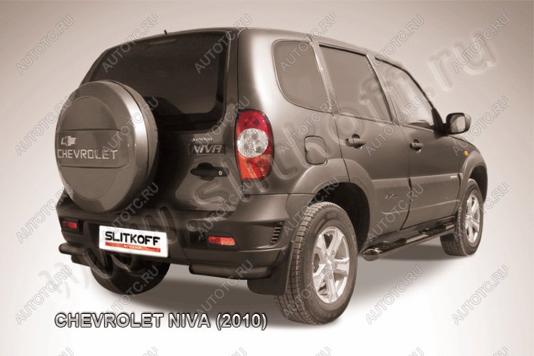 10 249 р. Защита заднего бампера уголки d57 (секции)(BERTONE) Slitkoff  Chevrolet Niva  2123 (2009-2020) рестайлинг (Сталь с полимерным покрытием в цвет черный)  с доставкой в г. Чебоксары