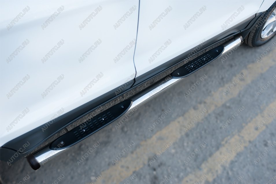 24 799 р. Пороги труба с накладками SLITKOFF Ford EcoSport дорестайлинг (2013-2019) (d76 мм)  с доставкой в г. Чебоксары
