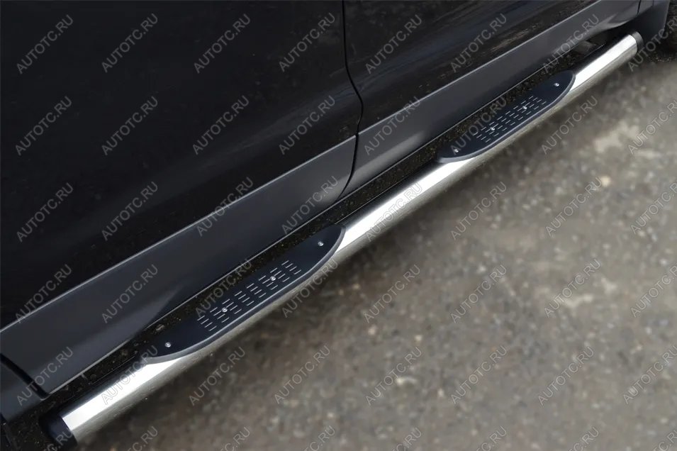 22 549 р. Пороги труба с накладками (d76) SLITKOFF Nissan Murano 2 Z51 рестайлинг (2010-2016) (нержавейка, на торцах пластиковые заглушки)  с доставкой в г. Чебоксары