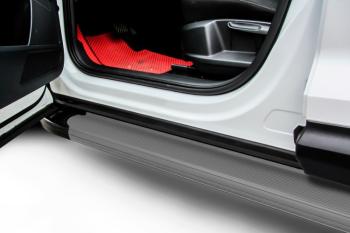 Пороги алюминиевые (V 2.0) Optima SLITKOFF Honda CR-V  RM1,RM3,RM4 (2012-2015) дорестайлинг (Grafit)