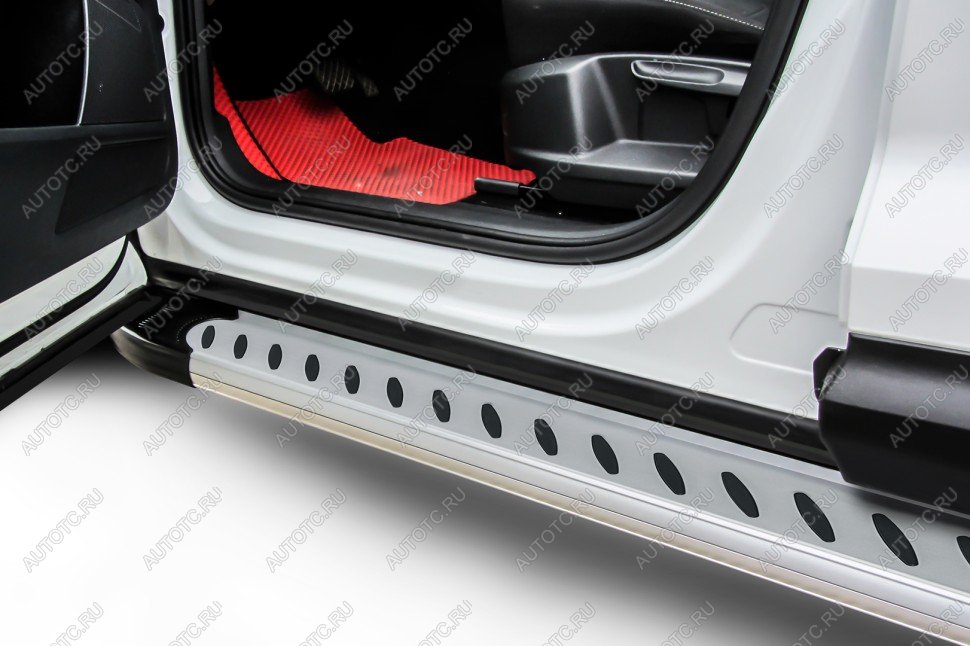 21 849 р. Пороги алюминиевые (PREMIUM) Prestige SLITKOFF  Hyundai Santa Fe  DM (2015-2019) рестайлинг (Silver)  с доставкой в г. Чебоксары