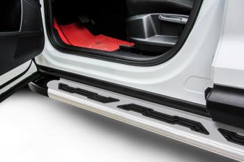 Пороги алюминиевые Alfa SLITKOFF Лада Веста  SW 2181 (2017-2025) универсал дорестайлинг, универсал рестайлинг (Silver)