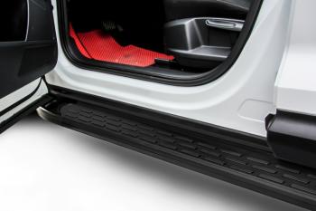 Пороги алюминиевые Premium SLITKOFF Volkswagen Touareg  2 NF (2010-2014) дорестайлинг (Black)