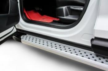  Пороги алюминиевые Standart SLITKOFF Volkswagen Touareg  2 NF (2014-2018) рестайлинг (Silver)