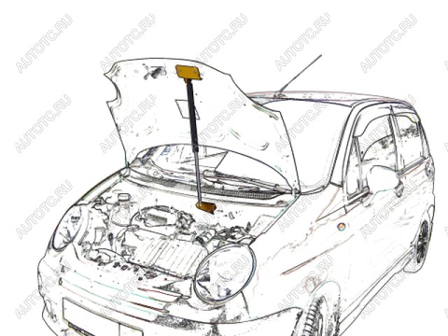 3 499 р. Упор капота ТехноМастер Daewoo Matiz M300 (2009-2016)  с доставкой в г. Чебоксары