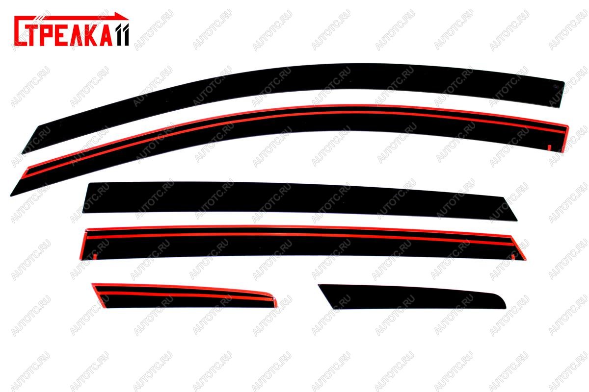 4 699 р. Дефлекторы окон 2D Стрелка11 Hyundai Solaris RBr хэтчбэк дорестайлинг (2010-2014) (черные)  с доставкой в г. Чебоксары