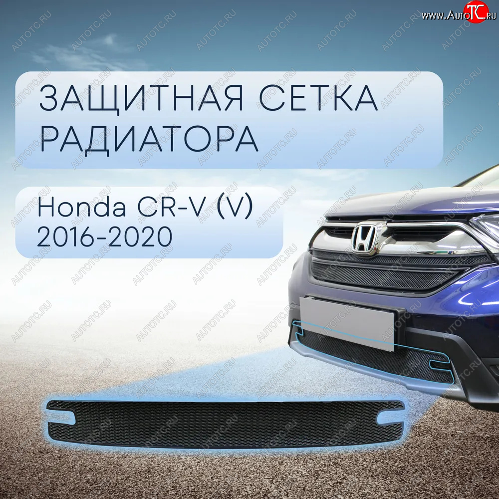 3 069 р. Защитная сетка в бампер (низ, ячейка 3х7 мм) Alfeco Стандарт Honda CR-V RW,RT дорестайлинг (2016-2020) (Чёрная)  с доставкой в г. Чебоксары