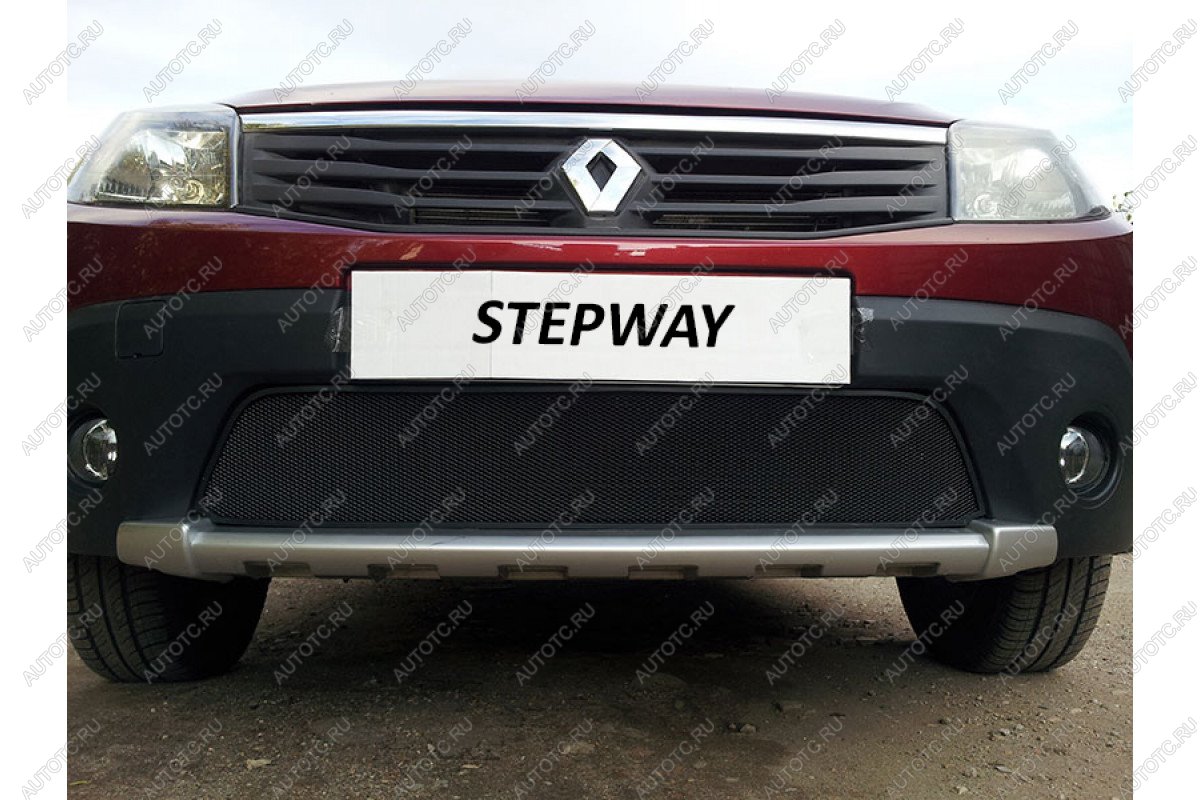 2 999 р. Защита радиатора Стрелка11 Стандарт Renault Sandero Stepway (BS) (2010-2014) (черная)  с доставкой в г. Чебоксары