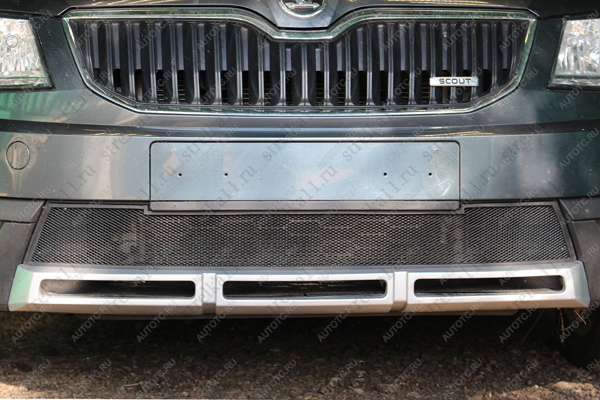 5 499 р. Защита радиатора (Ambition, Elegance, Style) Стрелка11 Стандарт Skoda Octavia A7 дорестайлинг лифтбэк (2012-2017) (черная)  с доставкой в г. Чебоксары