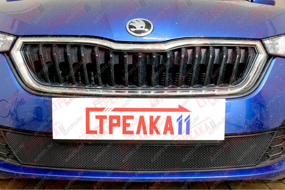 3 089 р. Защита радиатора (низ) Стрелка11 Стандарт Skoda Rapid MK2 (2019-2025) (черная)  с доставкой в г. Чебоксары