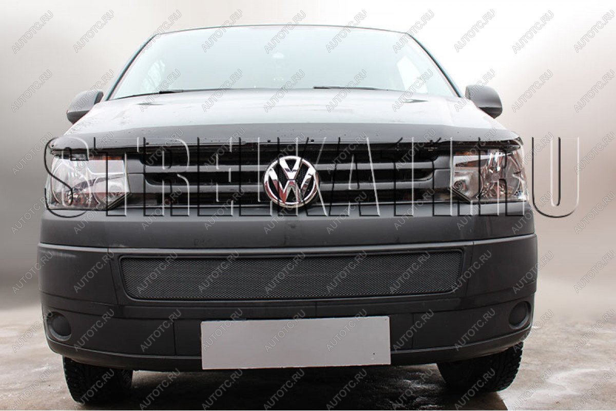 3 199 р. Защита радиатора Стрелка11 Стандарт Volkswagen Transporter T5 рестайлинг (2009-2015) (черная)  с доставкой в г. Чебоксары