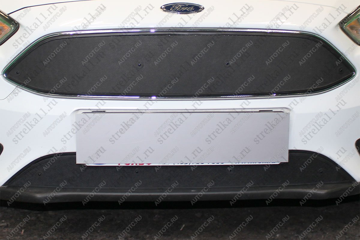 759 р. Зимняя заглушка решетки радиатора (низ) Стрелка11 Ford Focus 3 седан рестайлинг (2014-2019) (черная)  с доставкой в г. Чебоксары