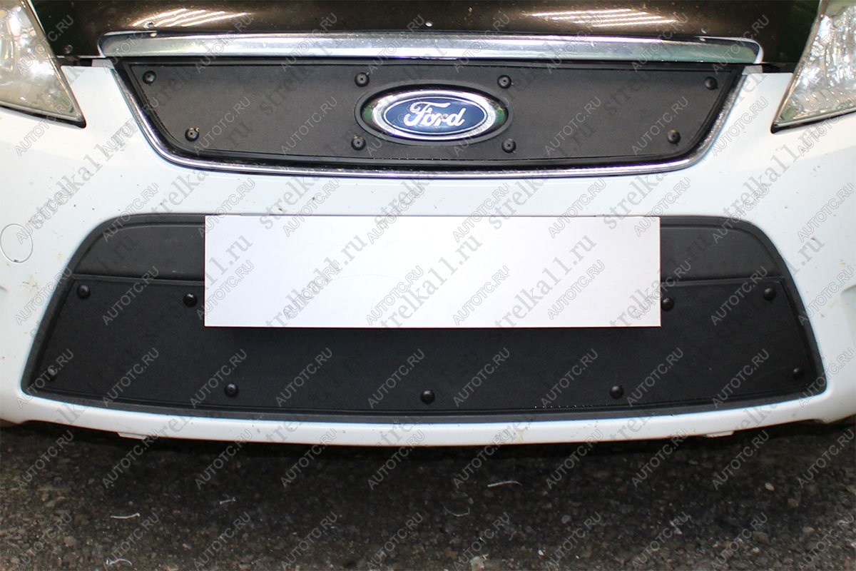 759 р. Зимняя заглушка решетки радиатора (верх) Стрелка11 Ford Mondeo Mk4,BD дорестайлинг, седан (2007-2010) (черная)  с доставкой в г. Чебоксары