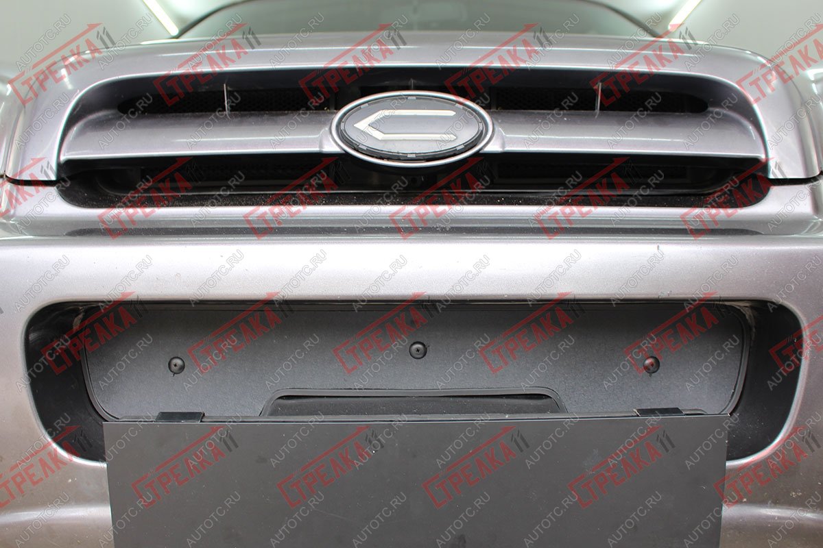 759 р. Зимняя заглушка решетки радиатора (верх 2 части) Стрелка11 Hyundai Santa Fe SM (2000-2012) (черная)  с доставкой в г. Чебоксары