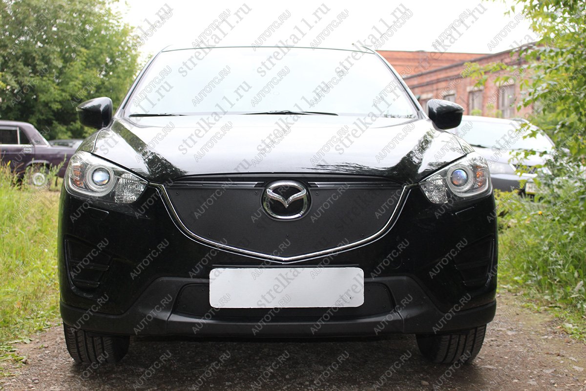 759 р. Зимняя заглушка решетки радиатора (низ) Стрелка11 Mazda CX-5 KE рестайлинг (2015-2017) (черная)  с доставкой в г. Чебоксары