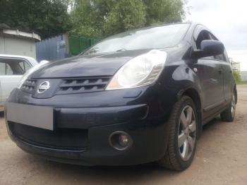 759 р. Зимняя заглушка решетки радиатора Стрелка11 Nissan Note 1 E11 дорестайлинг (2004-2008) (черная)  с доставкой в г. Чебоксары. Увеличить фотографию 2