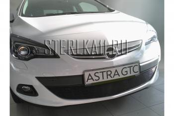 759 р. Зимняя заглушка решетки радиатора Стрелка11 Opel Astra J GTC (2011-2018) (черная)  с доставкой в г. Чебоксары. Увеличить фотографию 2