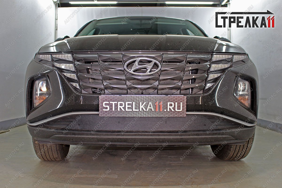 1 439 р. Зимняя защита на стяжке (низ) Стрелка11 Hyundai Tucson NX4 (2020-2022) (черная)  с доставкой в г. Чебоксары