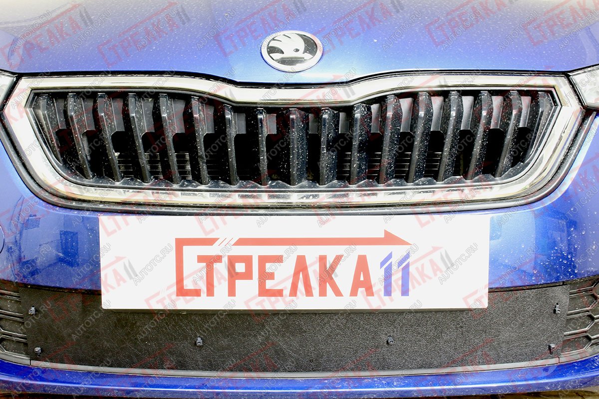 1 489 р. Зимняя защита на стяжке (низ) Стрелка11 Skoda Rapid MK2 (2019-2025) (черная)  с доставкой в г. Чебоксары