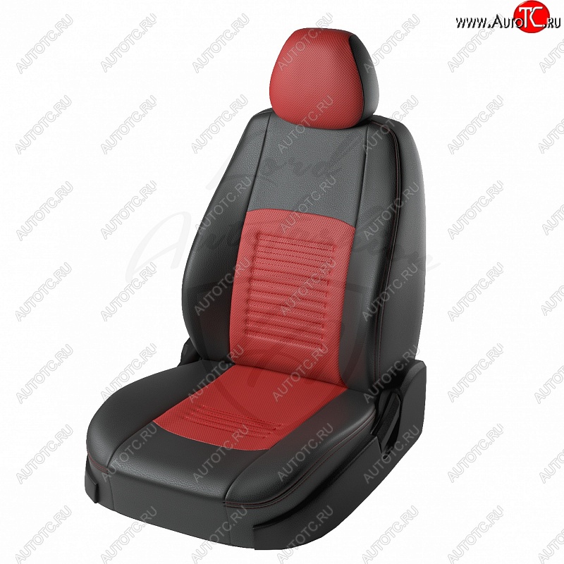 7 399 р. Чехлы для сидений Lord Autofashion Турин (экокожа) Ravon R2 (2016-2025) (Черный, вставка красная)  с доставкой в г. Чебоксары
