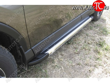 10 699 р. Пороги алюминиевые Slitkoff Renault Duster HS дорестайлинг (2010-2015) (Luxe Silver)  с доставкой в г. Чебоксары