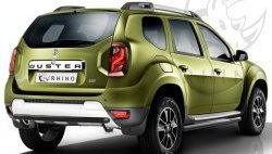 Защита порогов из круглой трубы диаметром 63 мм SLITKOFF Renault Duster  HS (2015-2021) рестайлинг (Сталь с полимерным покрытием. Цвет: чёрный )