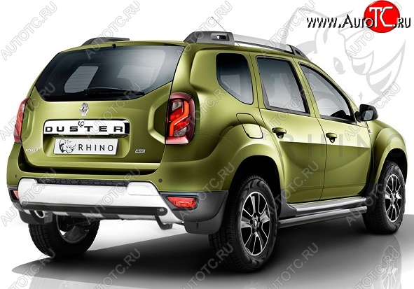 19 999 р. Защита порогов из круглой трубы диаметром 63 мм SLITKOFF  Renault Duster  HS (2015-2021) рестайлинг (Сталь с полимерным покрытием. Цвет: чёрный )  с доставкой в г. Чебоксары