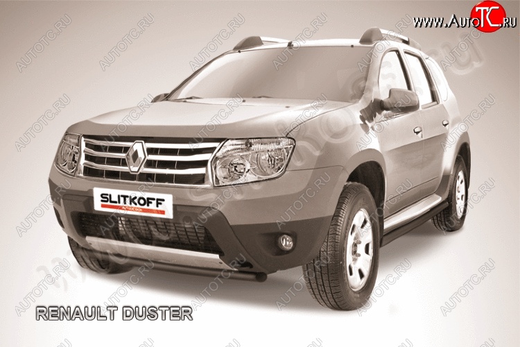 6 849 р. Защита переднего бампер Slitkoff Renault Duster HS дорестайлинг (2010-2015) (Цвет: серебристый)  с доставкой в г. Чебоксары
