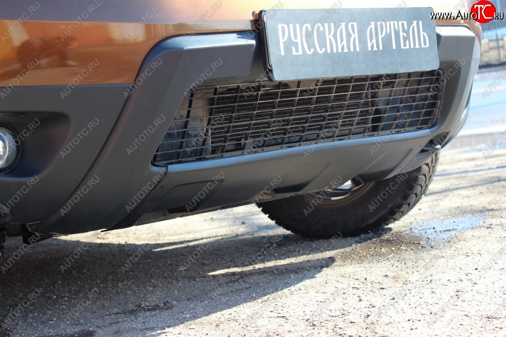 6 449 р. Накладка на передний бампер RA (усиленная)  Renault Duster  HS (2010-2015) дорестайлинг (Поверхность шагрень (серый металлик))  с доставкой в г. Чебоксары
