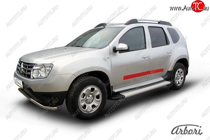 20 549 р. Порожки для ног Arbori Optima Silver  Renault Duster  HS (2010-2015) дорестайлинг  с доставкой в г. Чебоксары