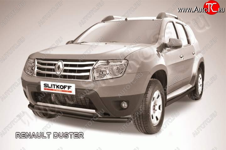 8 599 р. защита переднего бампера Slitkoff Renault Duster HS дорестайлинг (2010-2015) (Цвет: серебристый)  с доставкой в г. Чебоксары