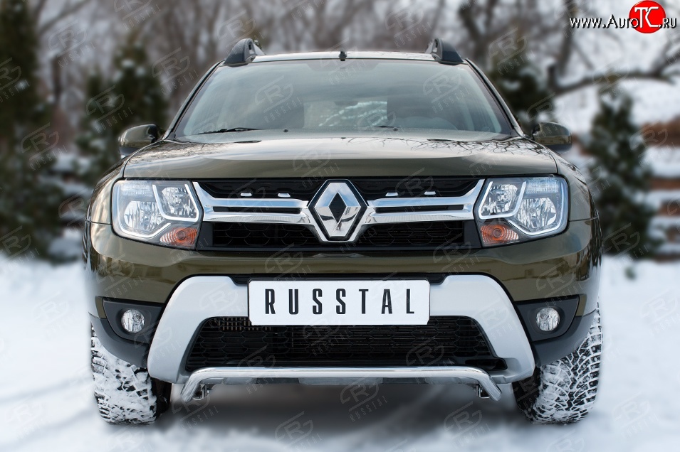 11 349 р. Защита переднего бампера (Ø42 мм волна, нержавейка) SLITKOFF  Renault Duster  HS (2015-2021) рестайлинг  с доставкой в г. Чебоксары