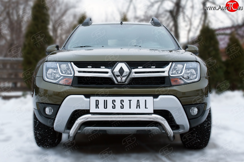 11 999 р. Защита переднего бампера (Ø63 мм волна, нержавейка) SLITKOFF  Renault Duster  HS (2015-2021) рестайлинг  с доставкой в г. Чебоксары