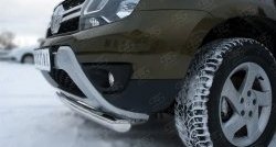 11 399 р. Одинарная защита переднего бампера диаметром 63 мм (рестайлинг) SLITKOFF  Renault Duster  HS (2010-2021) дорестайлинг, рестайлинг  с доставкой в г. Чебоксары. Увеличить фотографию 3